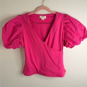 Mauve Bright Pink Puff Sleeve Blouse